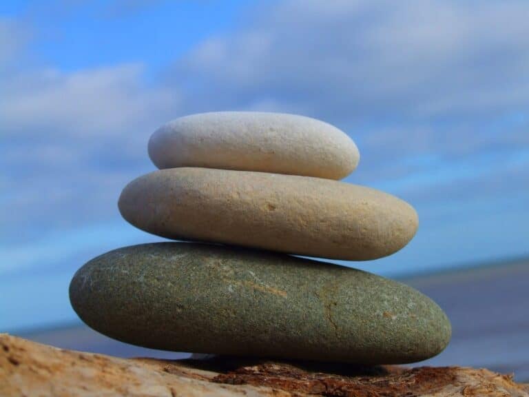 Three rocks piled on top of each other