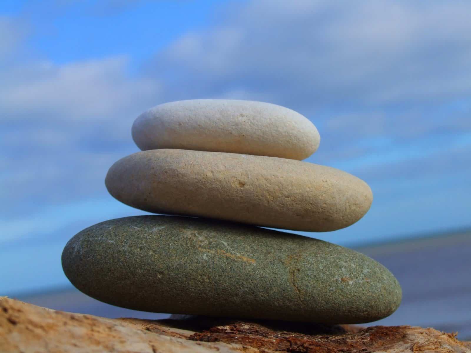 Three rocks piled on top of each other